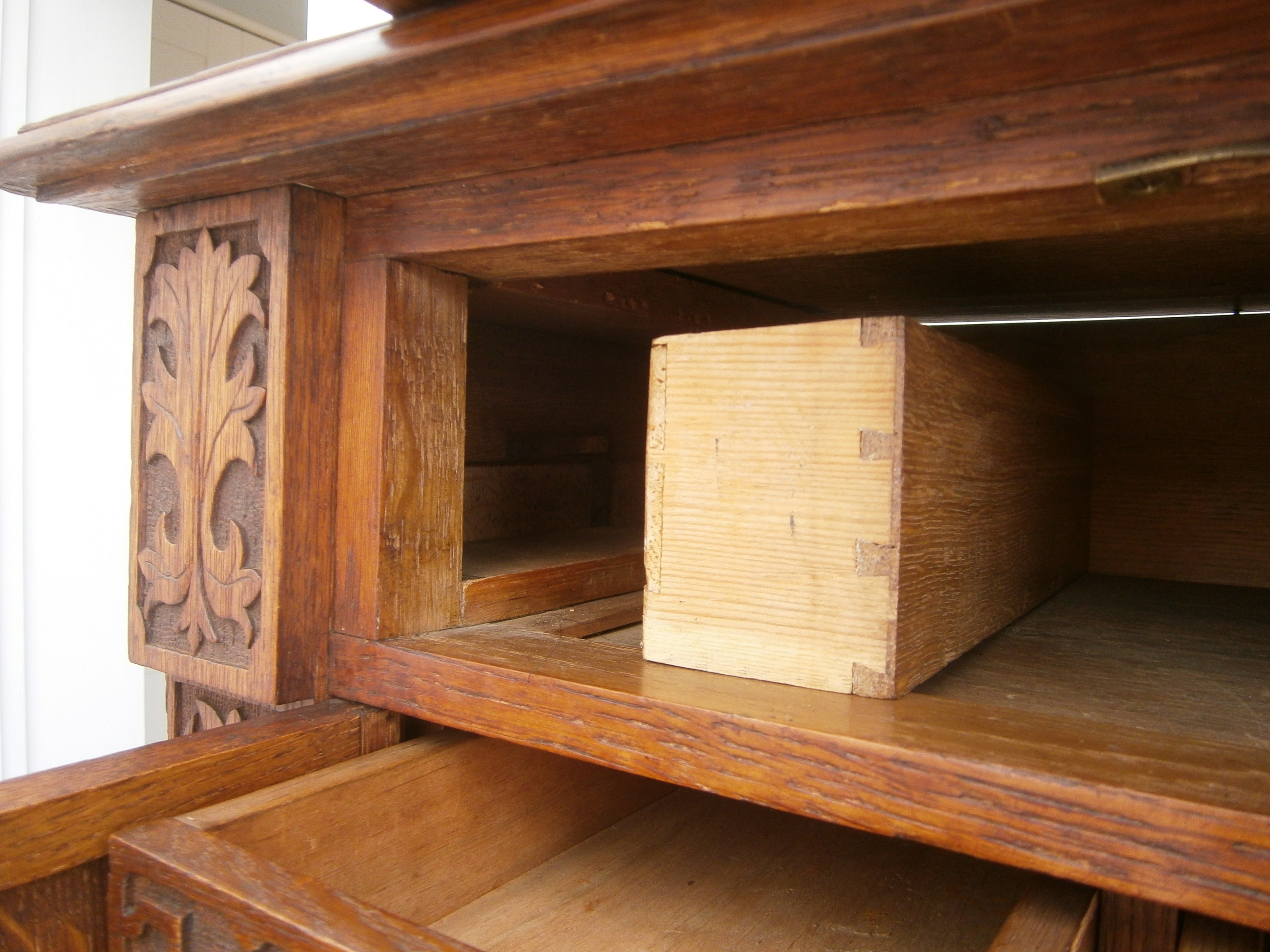 A Victorian carved oak table top collector's cabinet, width 58cm, depth 37cm, height 56cm